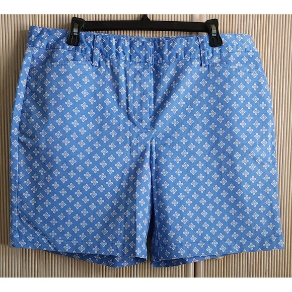 Lands' End Pants - Lands' End Women's Shorts Size 16 Blue Mid Rise Cotton Floral Flat Front